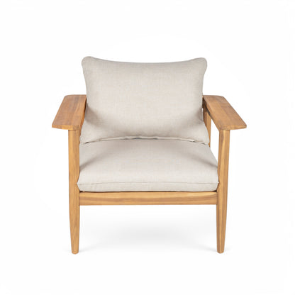 Terassi Outdoor Acacia Wood Lounge Set with Chair, Ottoman