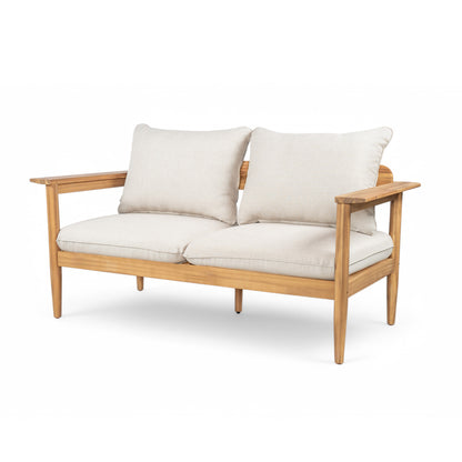 Terassi Outdoor Acacia Wood Loveseat,Beige