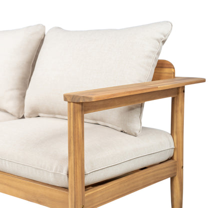Terassi Outdoor Acacia Wood Loveseat,Beige