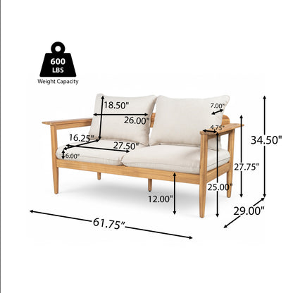 Terassi Outdoor Acacia Wood Loveseat,Beige