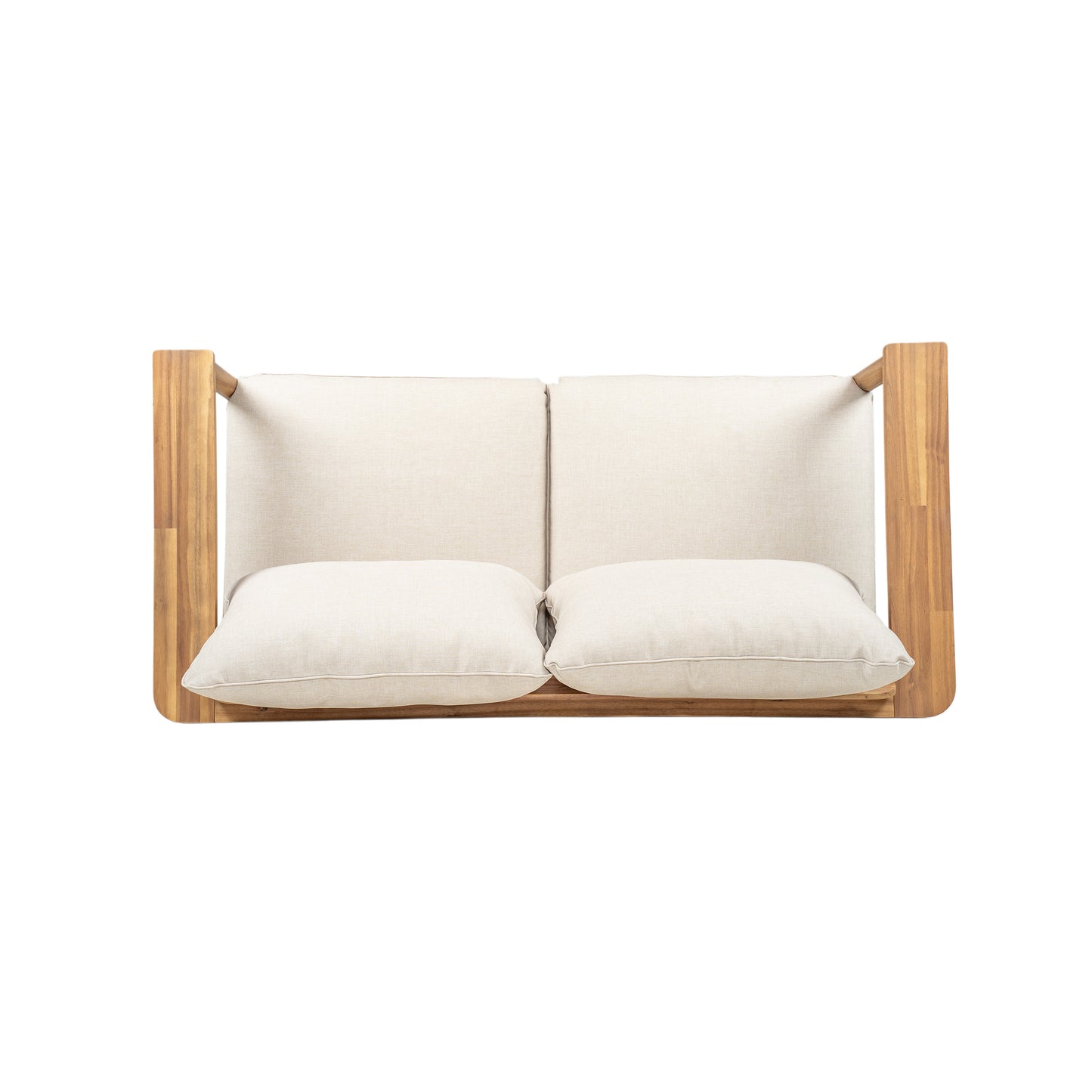 Terassi Outdoor Acacia Wood Loveseat,Beige