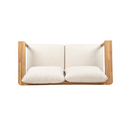 Terassi Outdoor Acacia Wood Loveseat,Beige