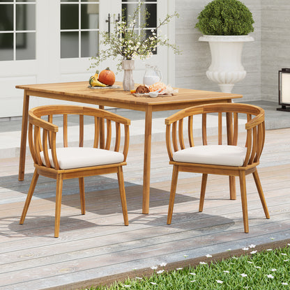 Klismos Solid Wood Upholstered Dining Armchair,Set of 2