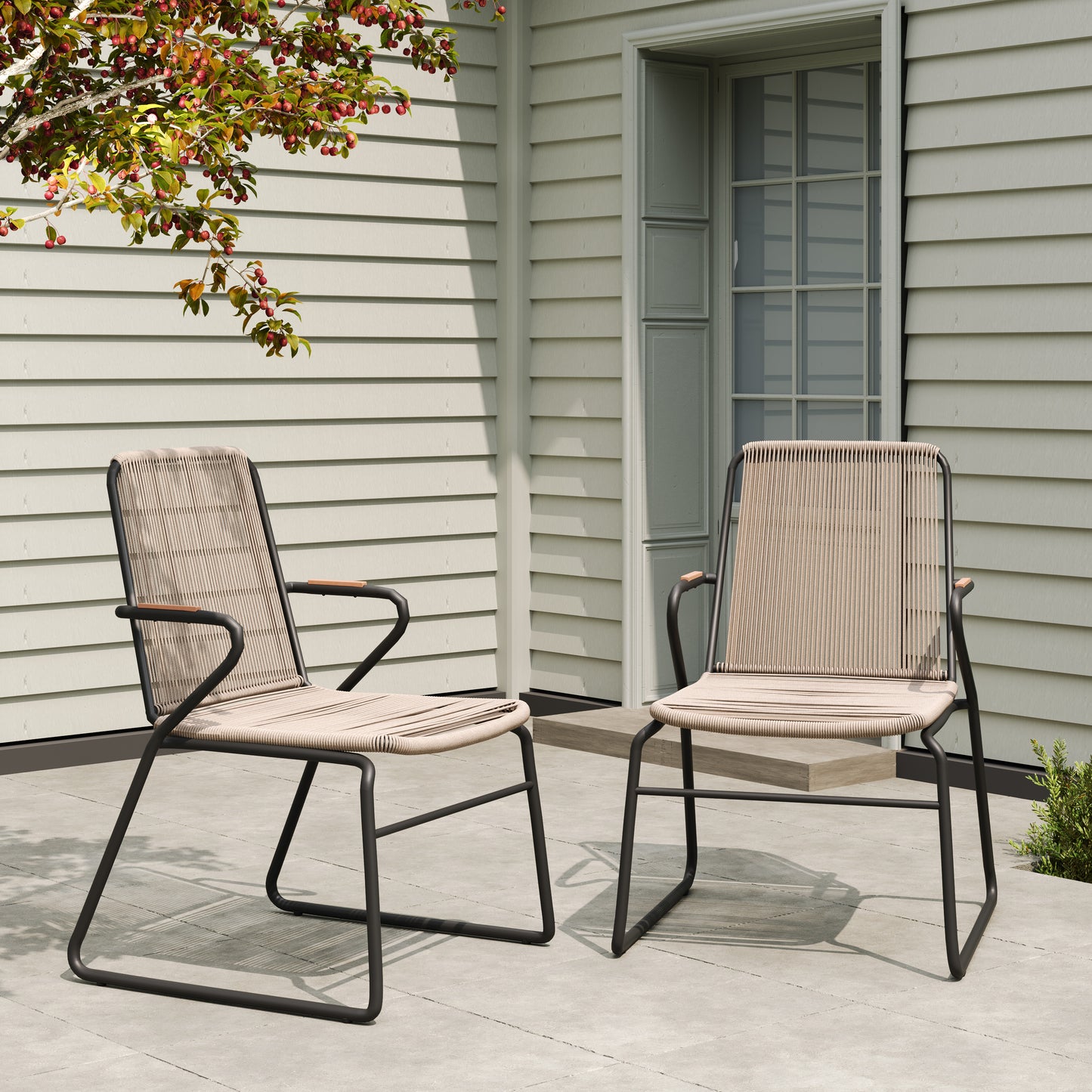 Laycee Modern Outdoor Rope Weave Club Chair (Set of 2)