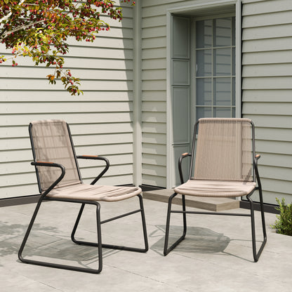 Laycee Modern Outdoor Rope Weave Club Chair (Set of 2)