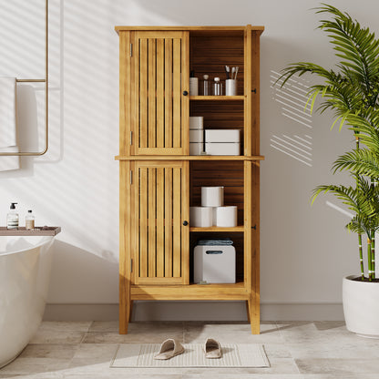 Eirion Outdoor Patio Storage Cabinet, Acacia Wood