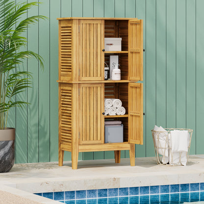 Eirion Outdoor Patio Storage Cabinet, Acacia Wood