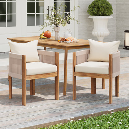 Matera Modern Wood Patio Dining Chair (Set of 2)