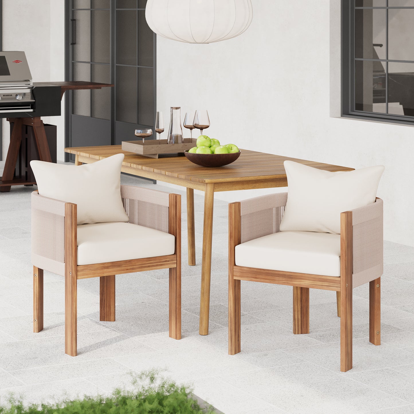 Matera Modern Wood Patio Dining Chair (Set of 2)
