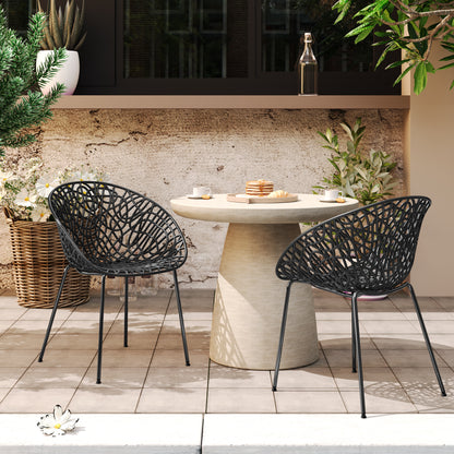 Dahliae Outdoor Patio Dining Chairs, Iron & Plastic, Set of 2