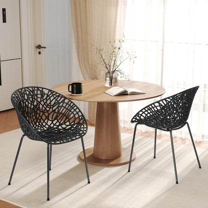 Dahliae Outdoor Patio Dining Chairs, Iron & Plastic, Set of 2