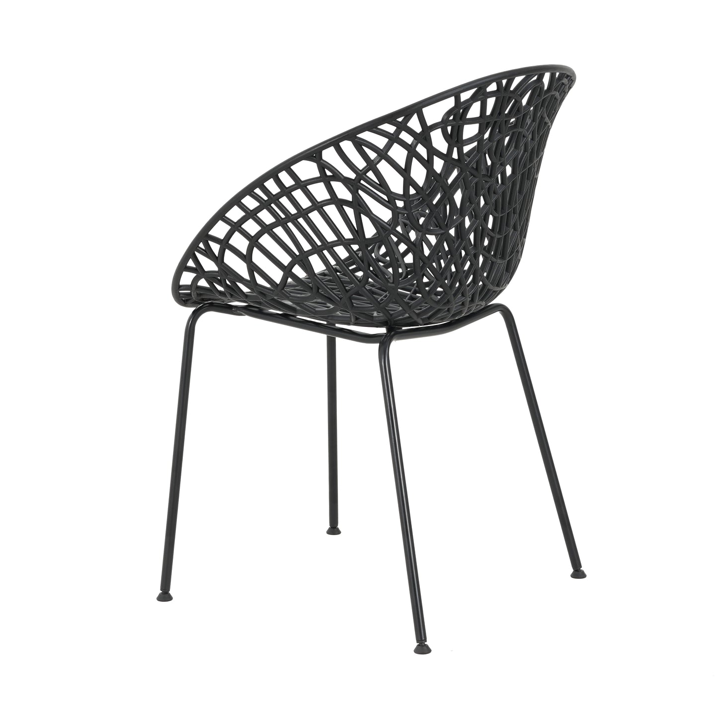 Dahliae Outdoor Patio Dining Chairs, Iron & Plastic, Set of 2