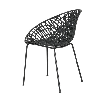 Dahliae Outdoor Patio Dining Chairs, Iron & Plastic, Set of 2
