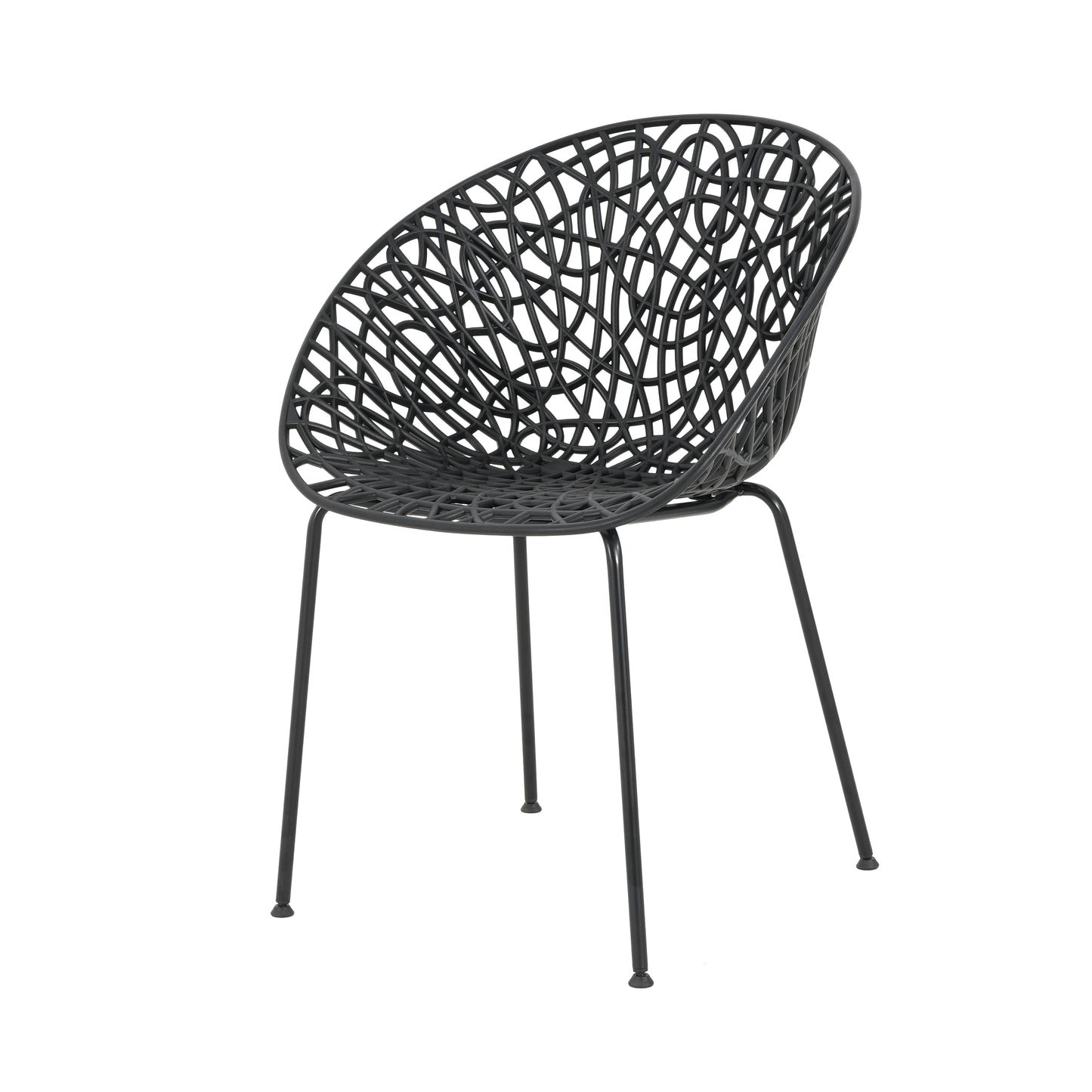 Dahliae Outdoor Patio Dining Chairs, Iron & Plastic, Set of 2
