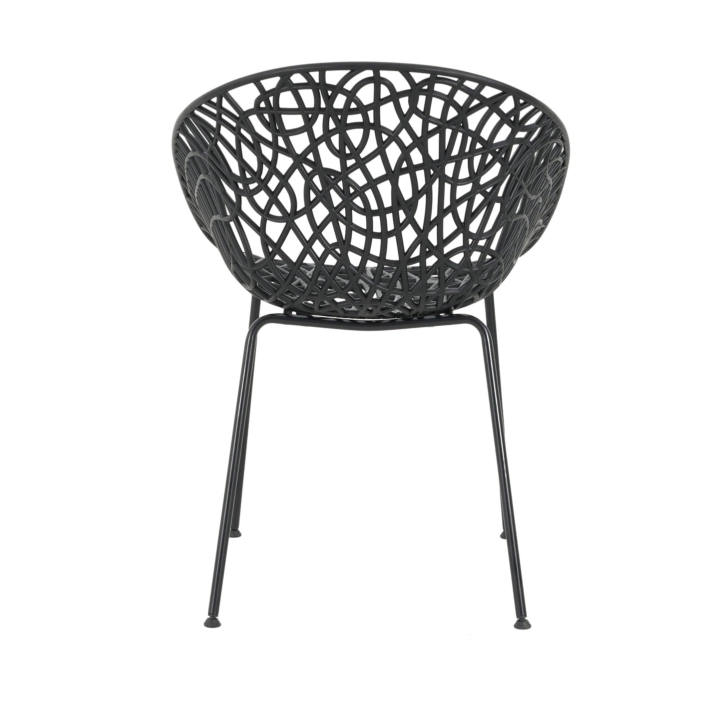 Dahliae Outdoor Patio Dining Chairs, Iron & Plastic, Set of 2