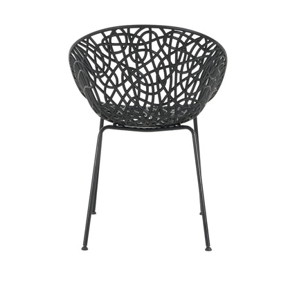 Dahliae Outdoor Patio Dining Chairs, Iron & Plastic, Set of 2