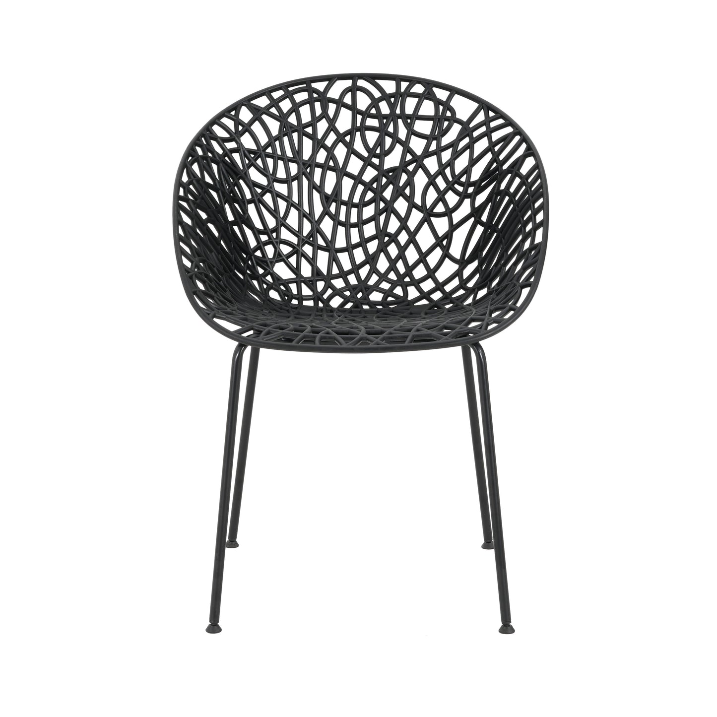 Dahliae Outdoor Patio Dining Chairs, Iron & Plastic, Set of 2