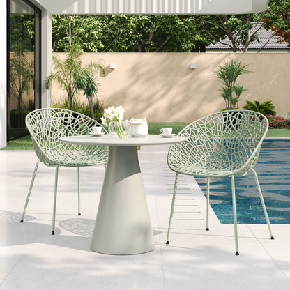 Dahliae Outdoor Patio Dining Chairs, Iron & Plastic, Set of 2