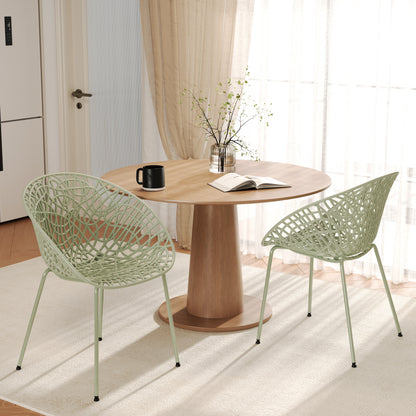 Dahliae Outdoor Patio Dining Chairs, Iron & Plastic, Set of 2