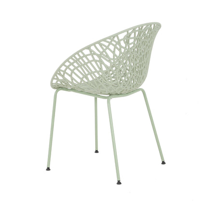 Dahliae Outdoor Patio Dining Chairs, Iron & Plastic, Set of 2