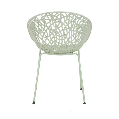 Dahliae Outdoor Patio Dining Chairs, Iron & Plastic, Set of 2