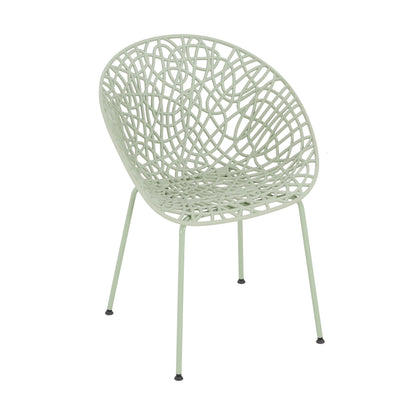Dahliae Outdoor Patio Dining Chairs, Iron & Plastic, Set of 2