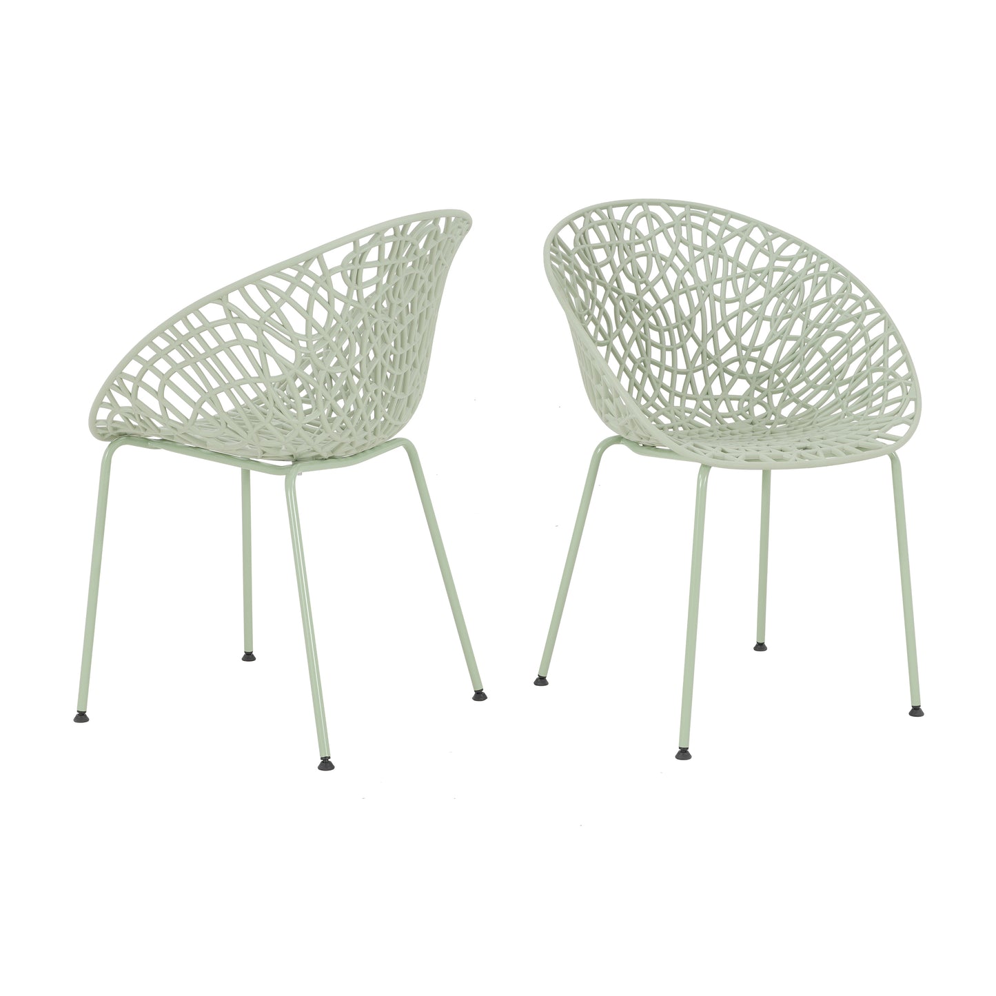 Dahliae Outdoor Patio Dining Chairs, Iron & Plastic, Set of 2