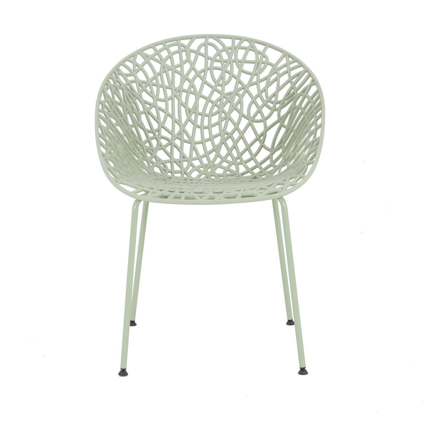 Dahliae Outdoor Patio Dining Chairs, Iron & Plastic, Set of 2