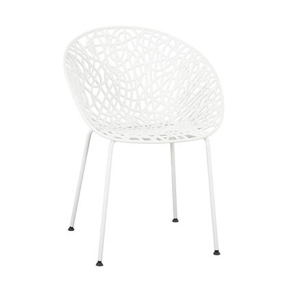 Dahliae Outdoor Patio Dining Chairs, Iron & Plastic, Set of 2