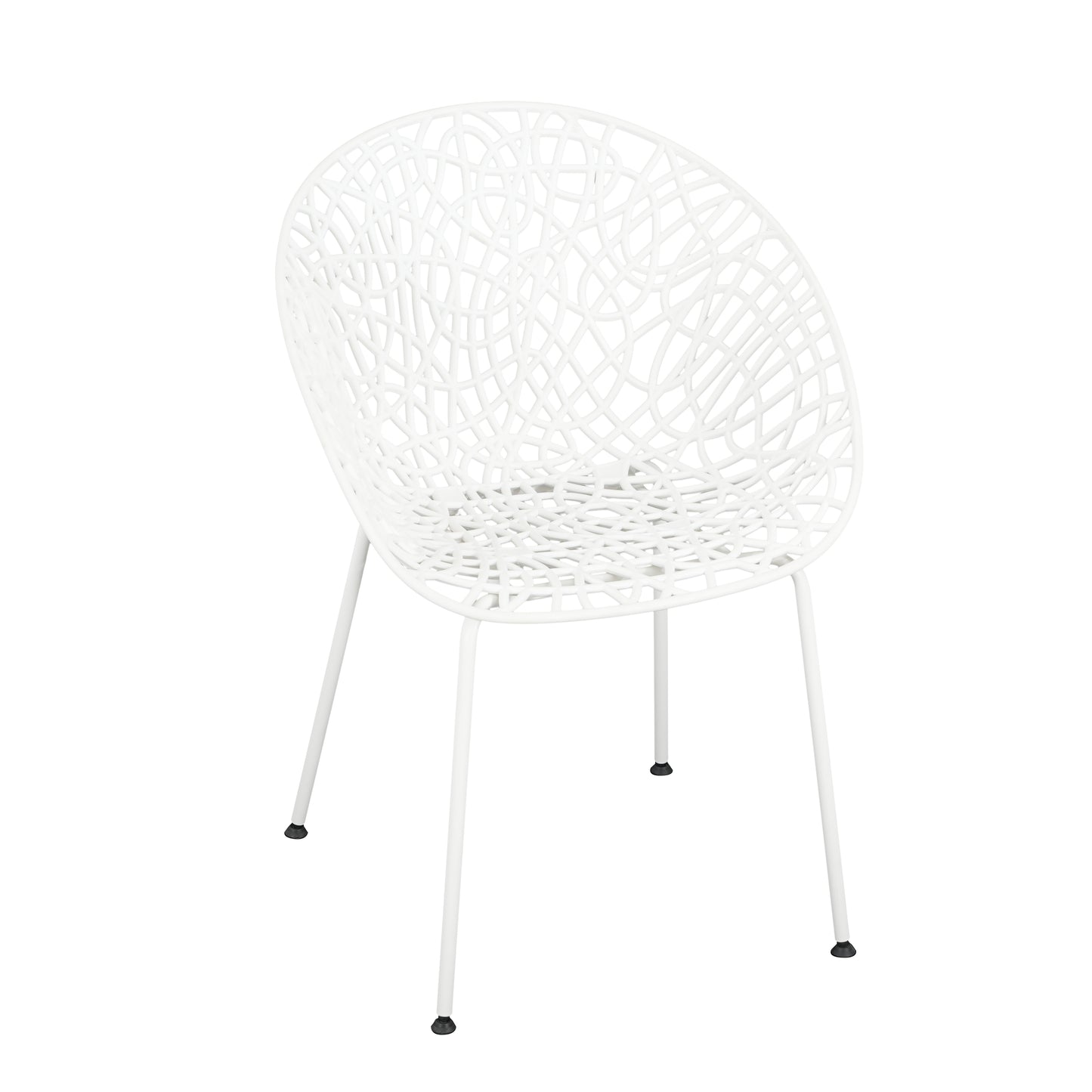 Dahliae Outdoor Patio Dining Chairs, Iron & Plastic, Set of 2