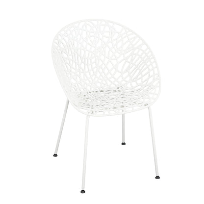 Dahliae Outdoor Patio Dining Chairs, Iron & Plastic, Set of 2