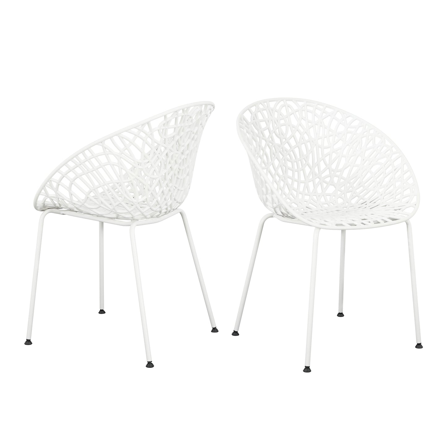Dahliae Outdoor Patio Dining Chairs, Iron & Plastic, Set of 2