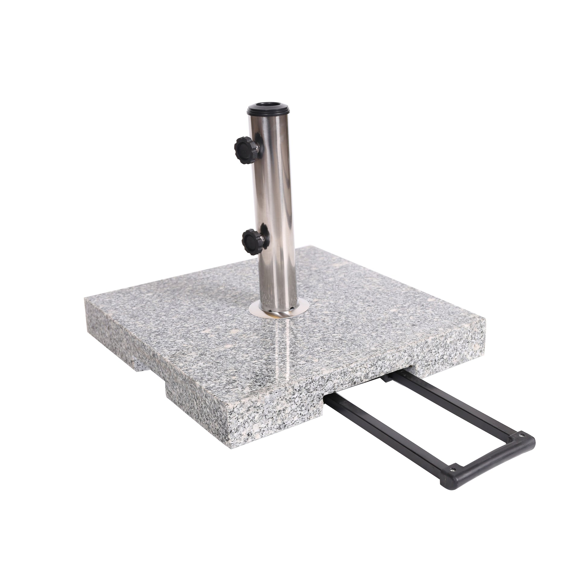granite patio umbrella stand Martino Outdoor Natural Grey Granite and Stainless Steel Umbrella Base