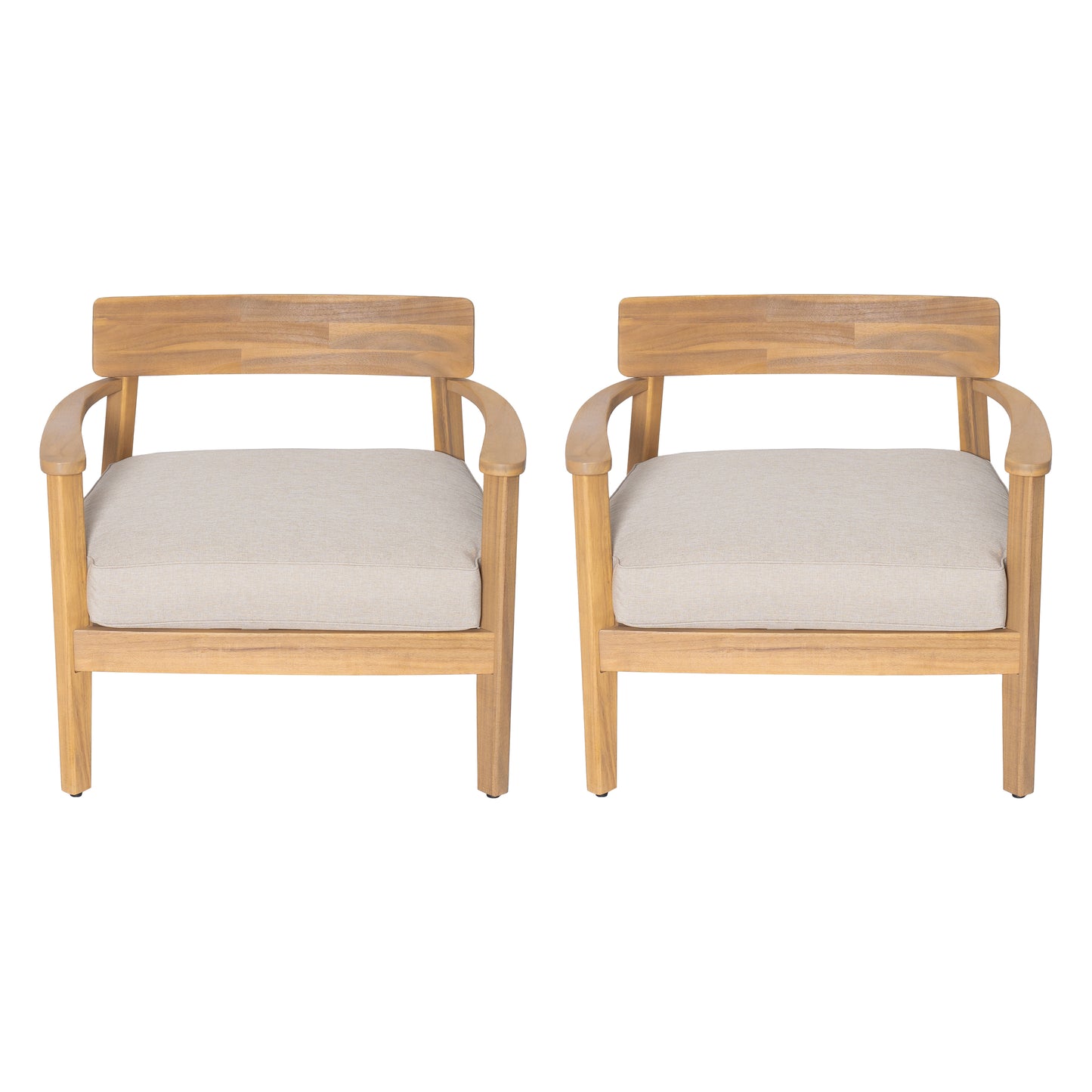 Xylorion Acacia Wood Low back Club Armchair With Seat Cushion