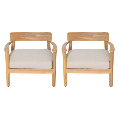 Xylorion Acacia Wood Low back Club Armchair With Seat Cushion