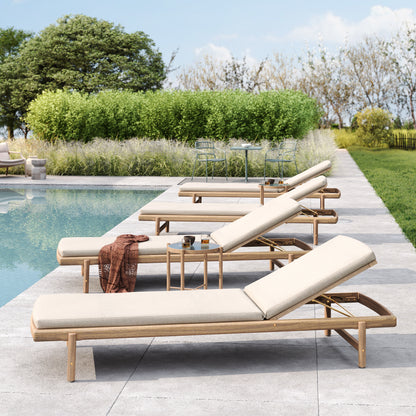 Mallorcar Acacia Wood Chaise Lounge With Cushion