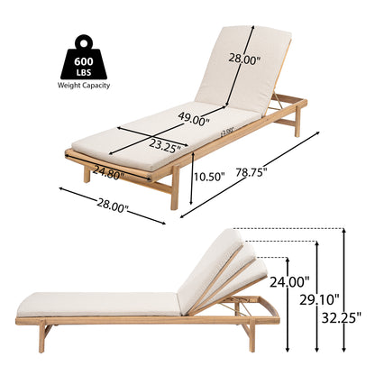 Mallorcar Acacia Wood Chaise Lounge With Cushion