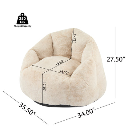 Albi Indoor Cozy Armchair-Style Bean Bag, Beige