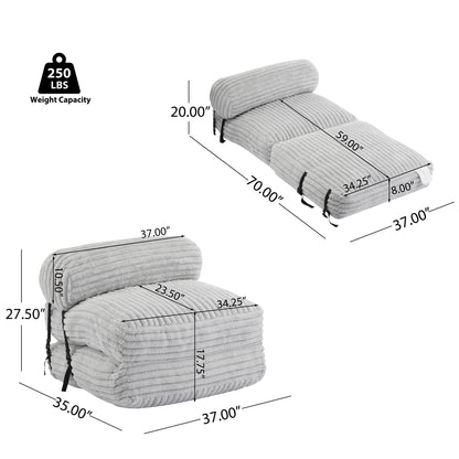 Latinao Indoor Foldbable Bean Bag Lounge chair, Light Gray