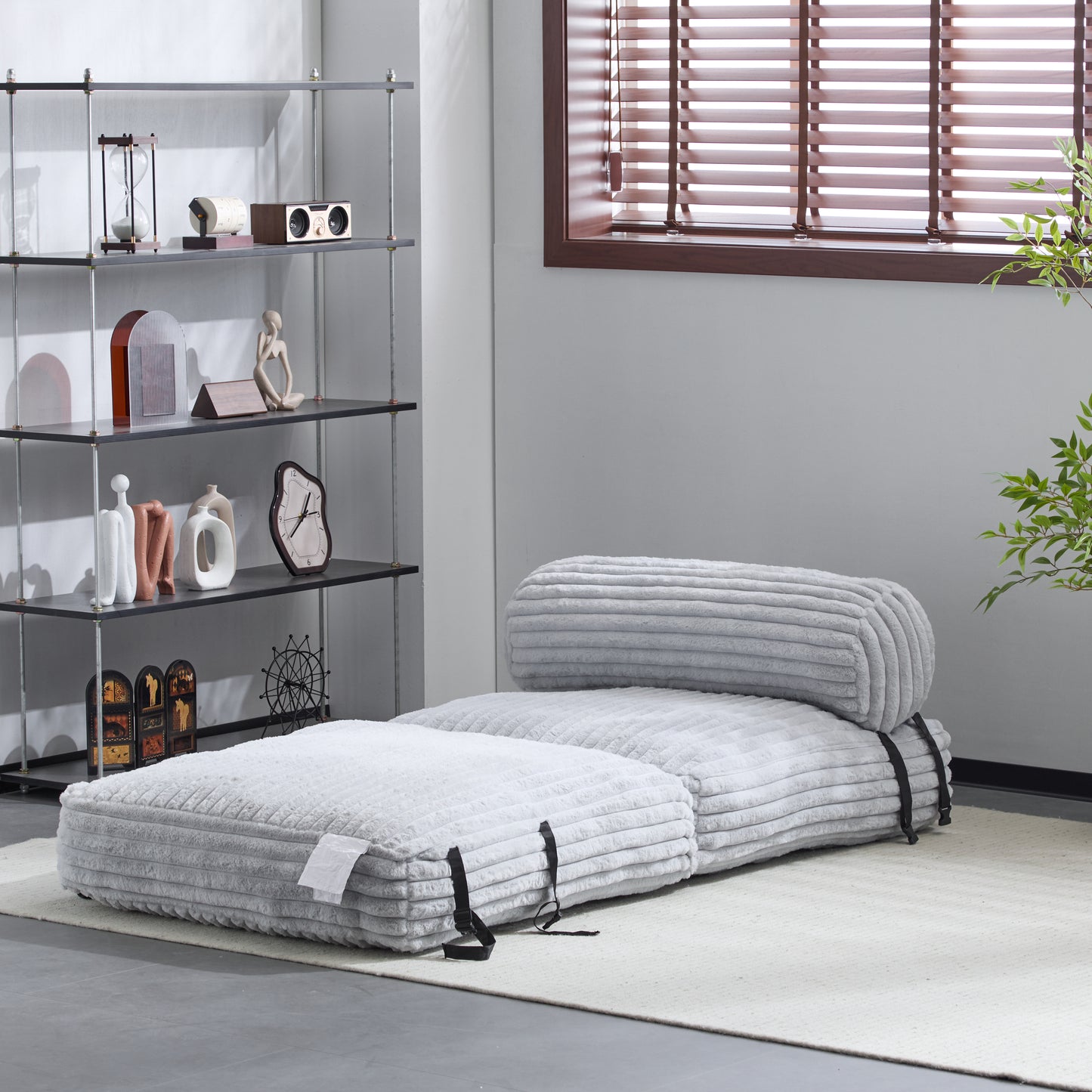 Latinao Indoor Foldbable Bean Bag Lounge chair, Light Gray