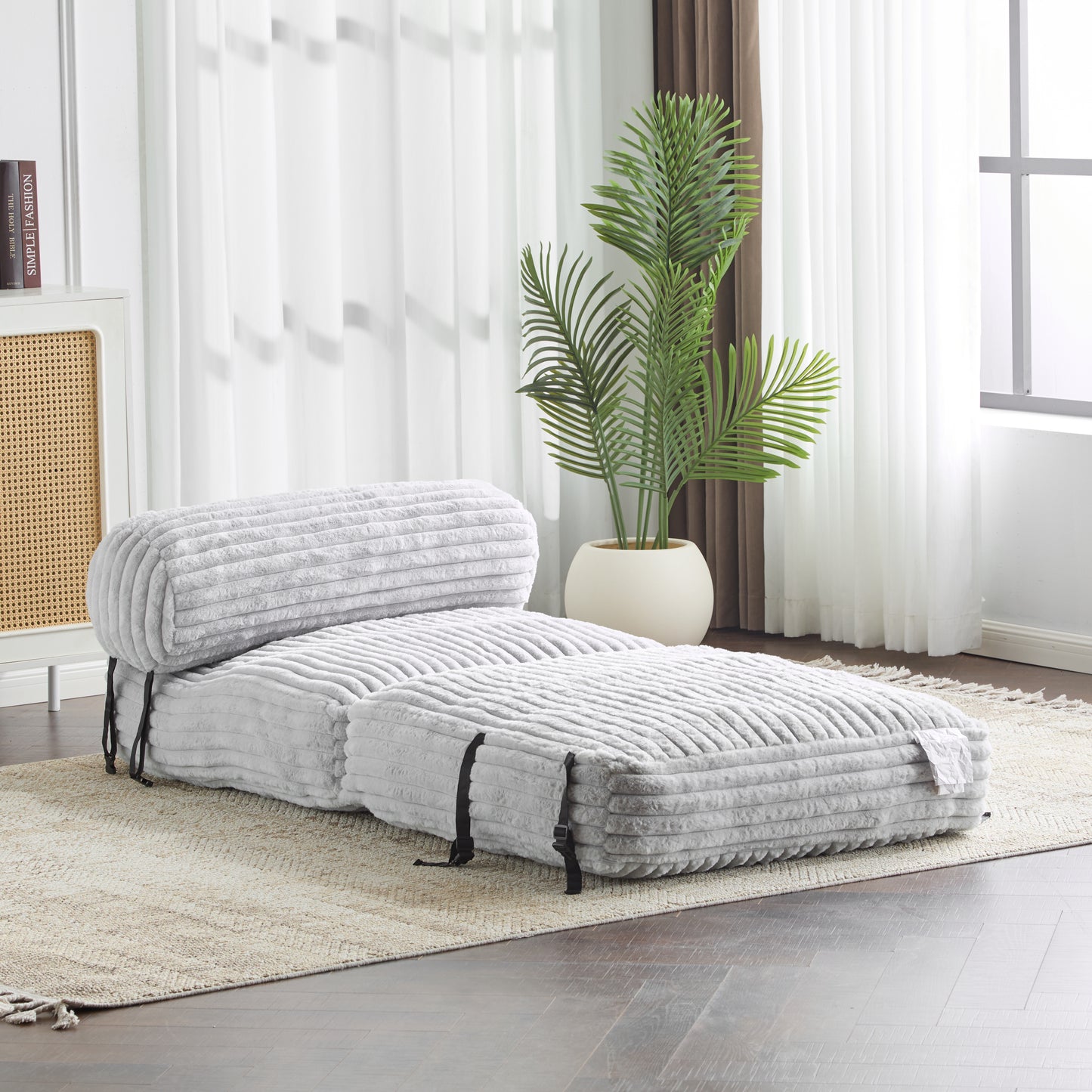 Latinao Indoor Foldbable Bean Bag Lounge chair, Light Gray