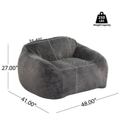 Sezze Indoor Bean Bag Chair, Gray Faux Fur