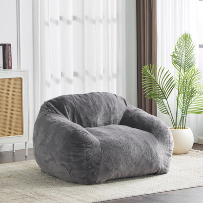 Sezze Indoor Bean Bag Chair, Gray Faux Fur