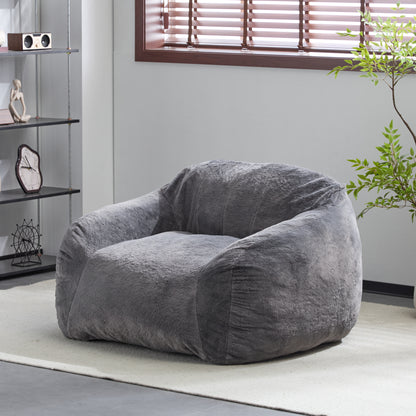 Sezze Indoor Bean Bag Chair, Gray Faux Fur