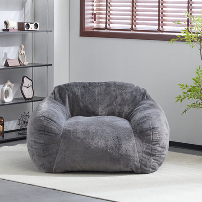 Sezze Indoor Bean Bag Chair, Gray Faux Fur