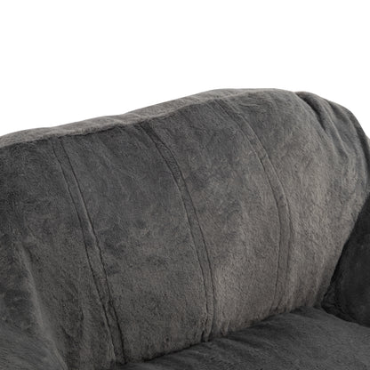 Sezze Indoor Bean Bag Chair, Gray Faux Fur