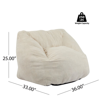 Olbia Indoor Bean Bag Chair, Beige Faux Fur