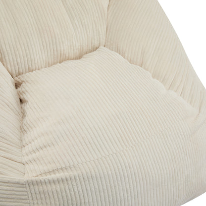 Olbia Indoor Bean Bag Chair, Beige Faux Fur