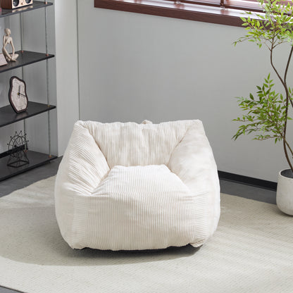Olbia Indoor Bean Bag Chair, Beige Faux Fur
