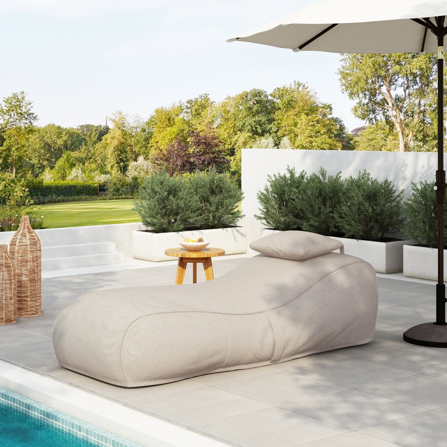 Lemoore Outdoor Bean Bag Lounge Chair,Sleek Ergonomic Design